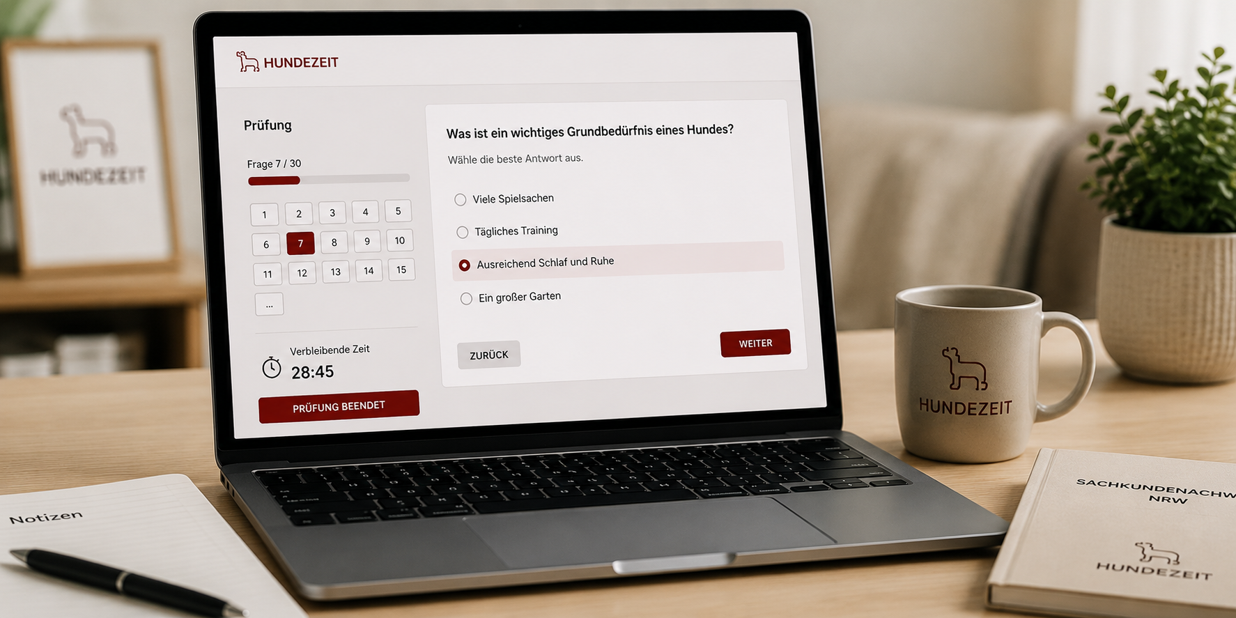 Wir nutzen ein einfach zu verstehendes Prüfungs-Tool mit Multiplechoice-Verfahren