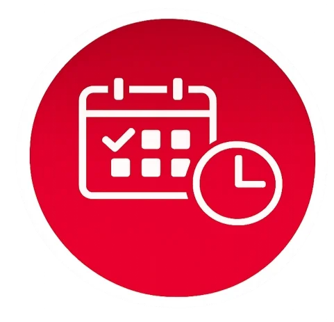 Symbol zum Termin buchen für den Online-Sachkundenachweis NRW – flexible Prüfungstermine per Videotelefonie.