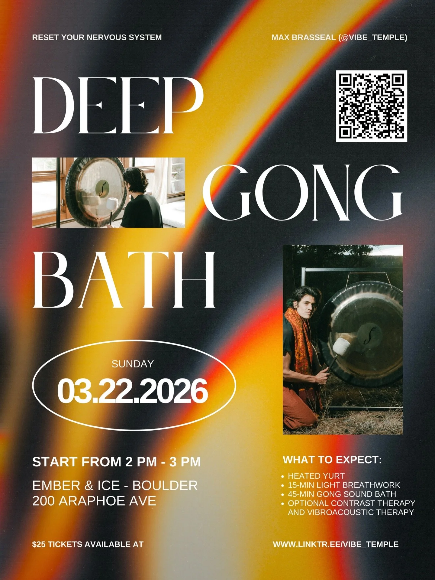 Join me at Ember &amp; Ice Boulder on Sunday March 22nd for a deeply restorative gong sound bath designed to reset the nervous system. Limited spots available. Tickets and more info available at link in bio.