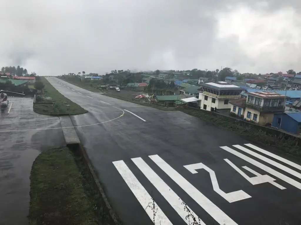 The short runway at Lukla – weather not so good