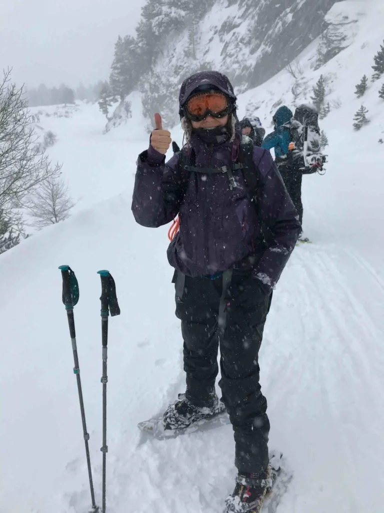 Setting off on the trail – snow shoes on