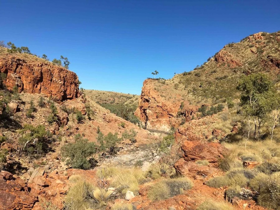 Vivid colours of the red rock and blue sky