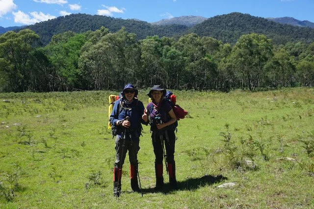 Emma and Trevor at Geehi Flat with Hannels Spur in background