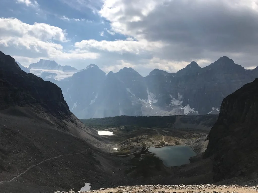 surrounded by mountains in the Valley of the 10 Peaks