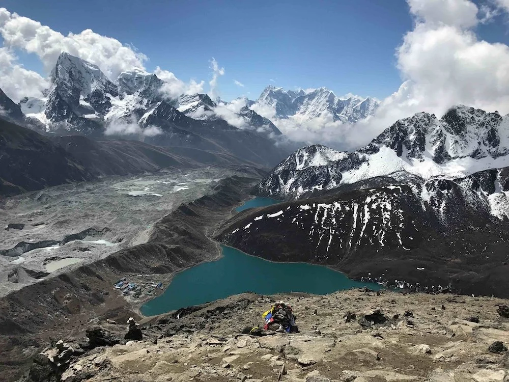 view of Gokyo Lakes from the top of Gokyo Ri