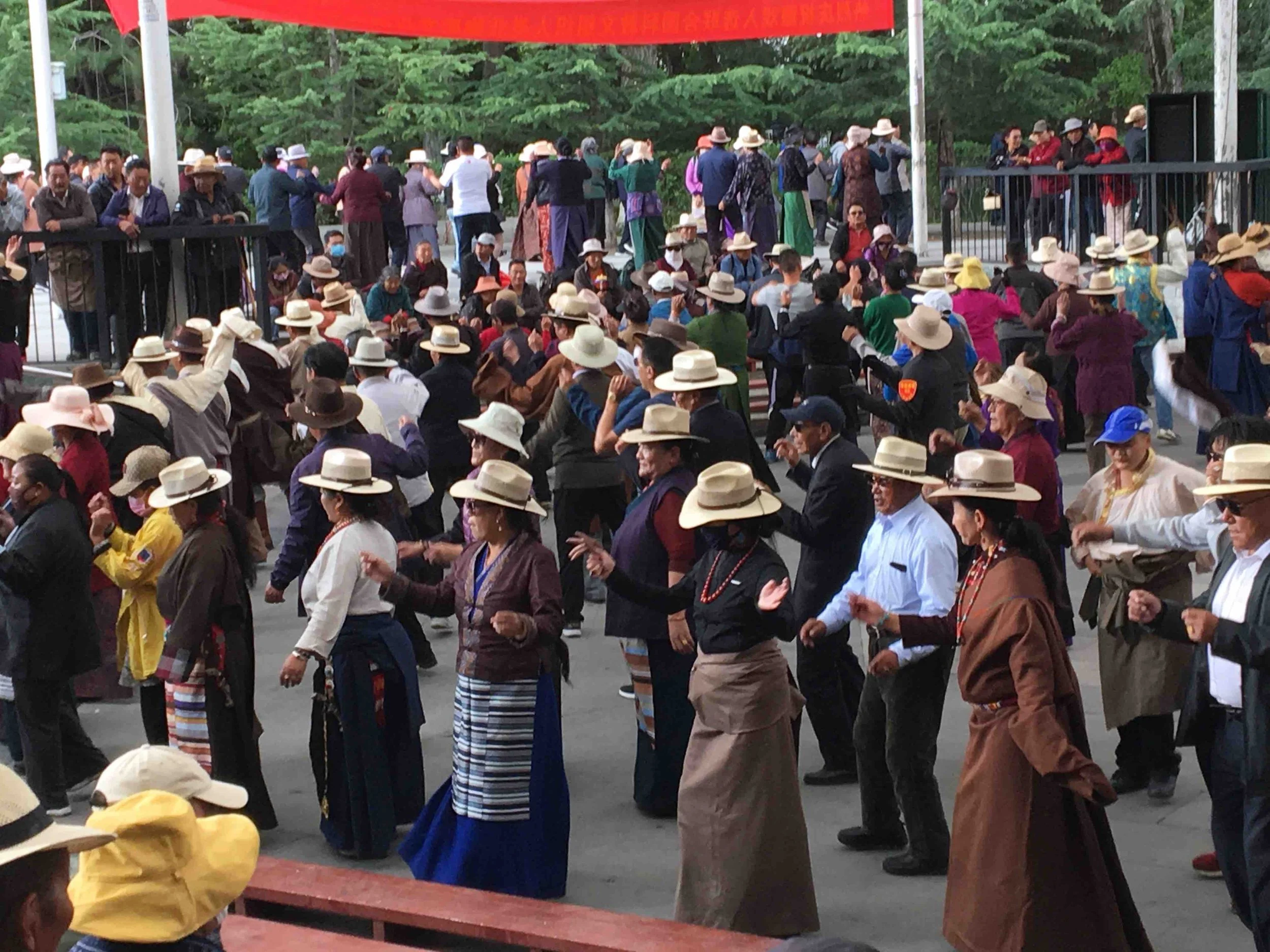 Locals dancing in Lhasa