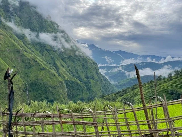 Fields of crops on the Manaslu Base Camp Trek