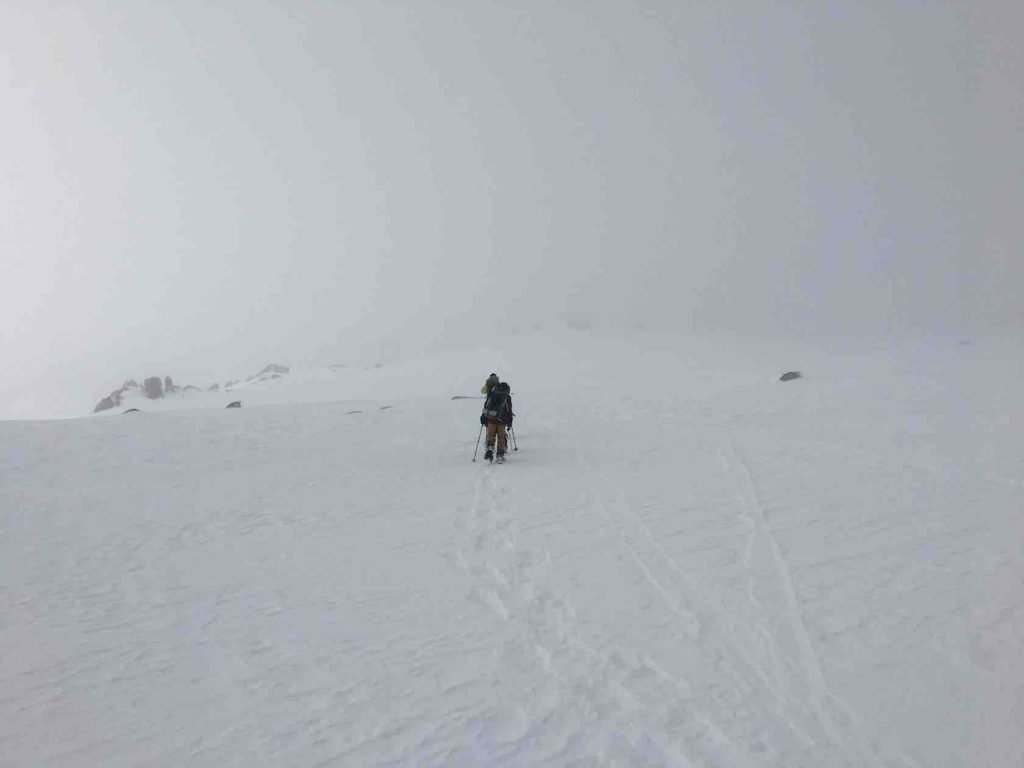 Snow-shoeing in whiteout conditions