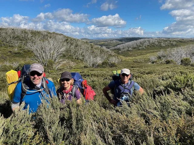 hikers bushbashing through scrub