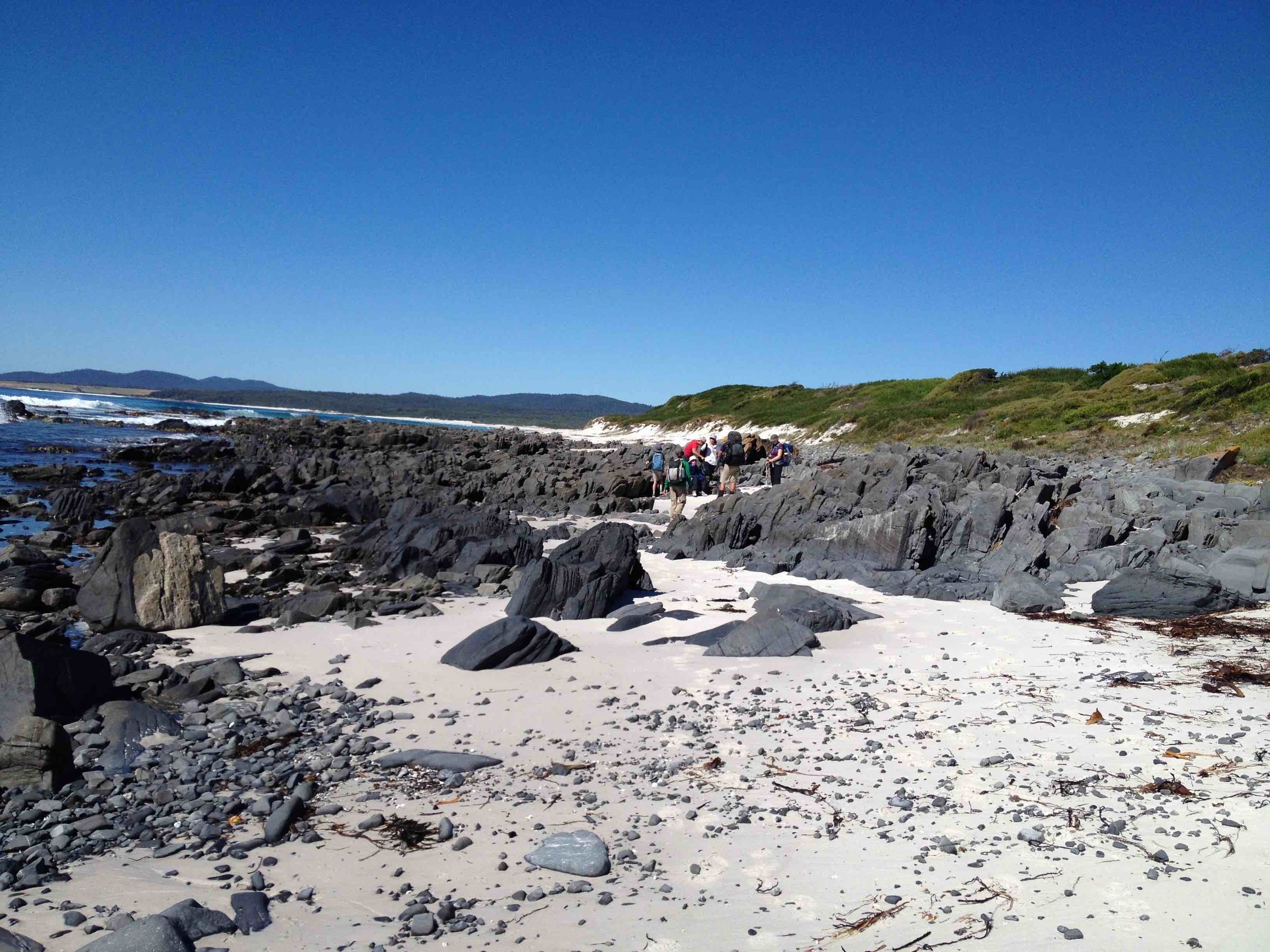 Varied terrain of rocks and sand