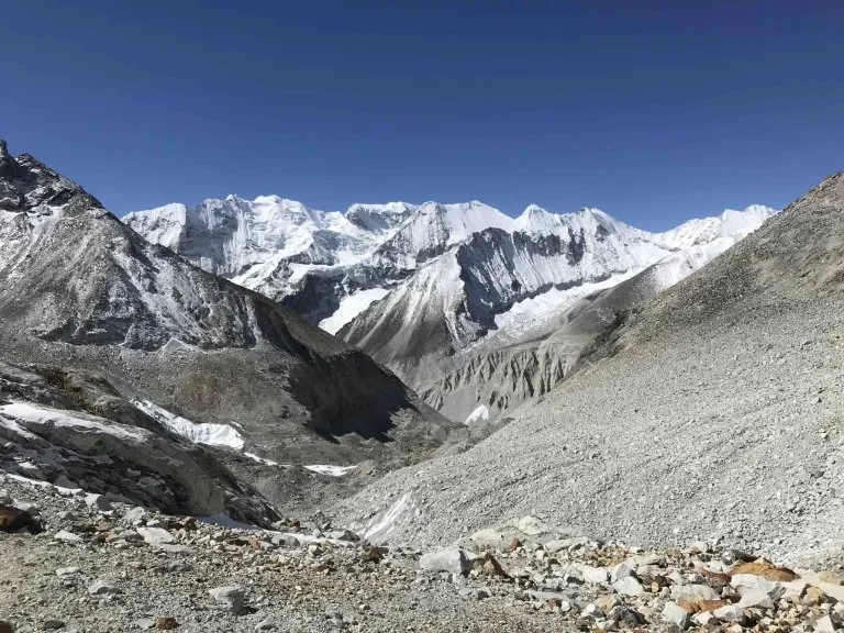 View back down the glacier from Makalu Advance Base Camp