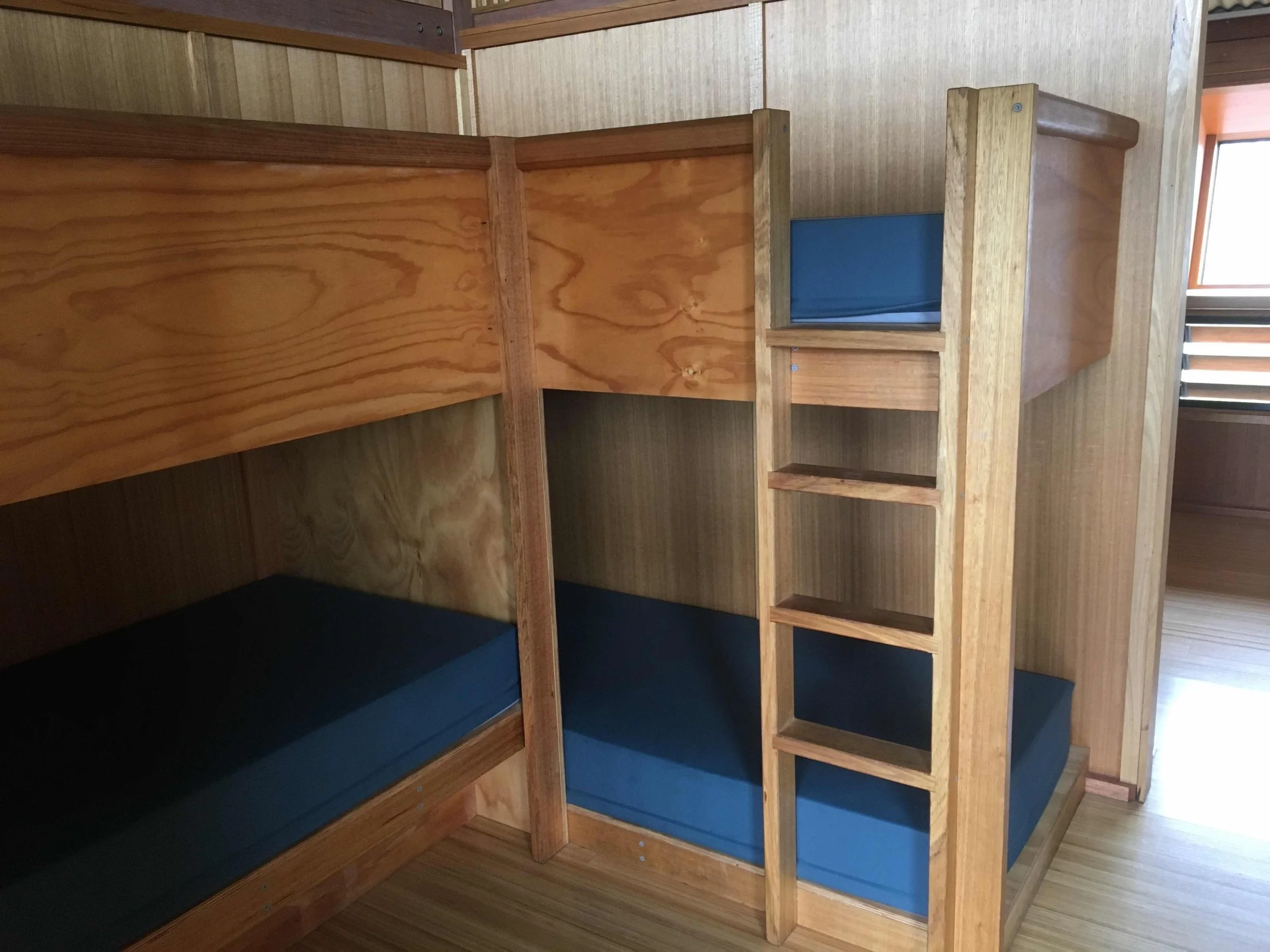 Bunk beds with mattresses
