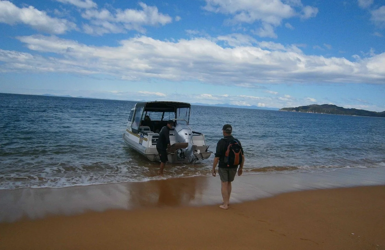 Getting on the water taxi at the end of the walk