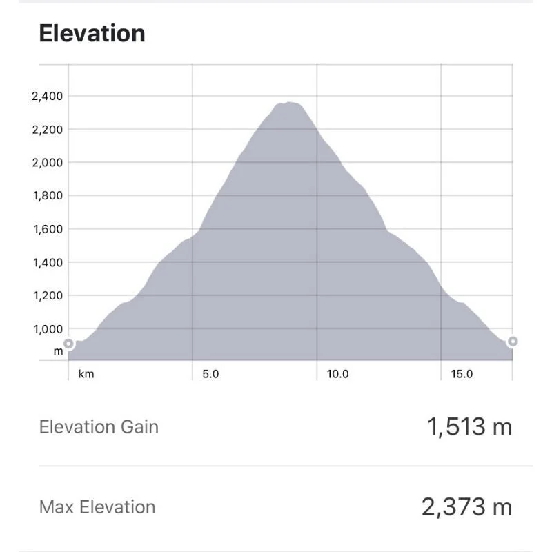 Elevation Profile to the crater