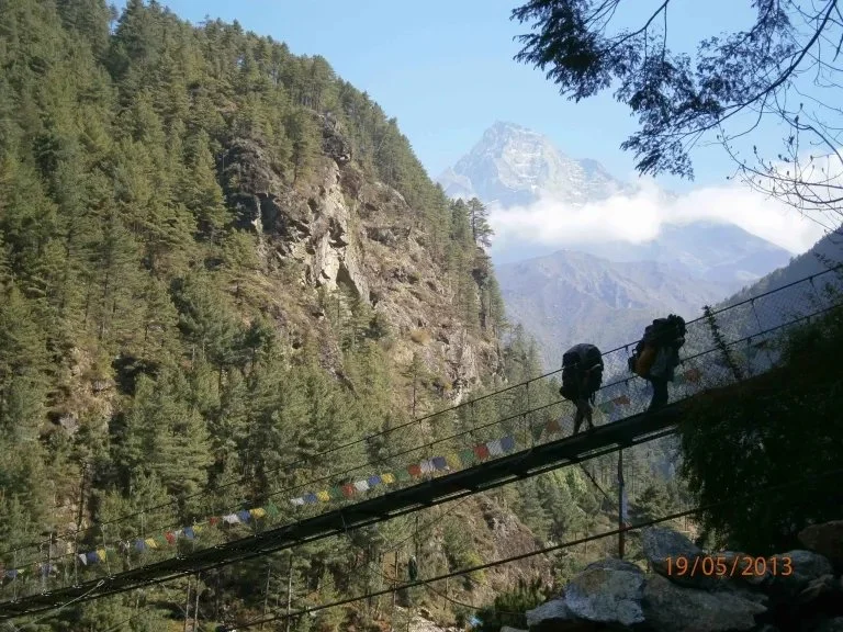 Swing bridge near Namche Bazaar