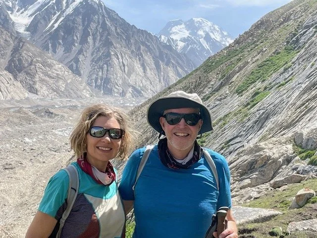 Emma and Trevor with first sight of Broad Peak in the background