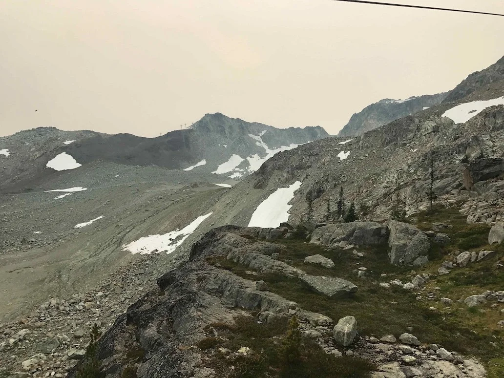Snowy and rocky views from the gondola