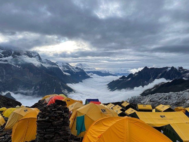 Clouds in the valley below base camp