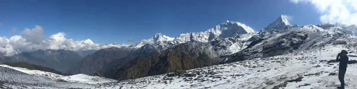 Panorama from Kopra Ridge in the Annapurna Dhaulagiri region.