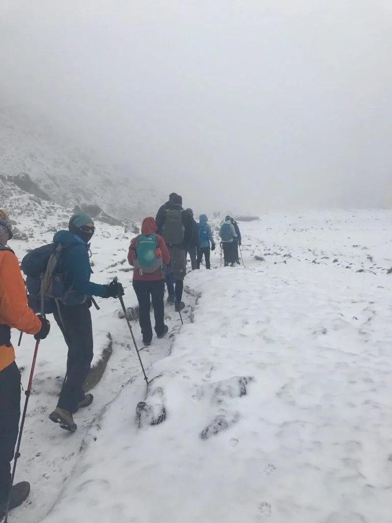  Trekking through the snow to Lobuche