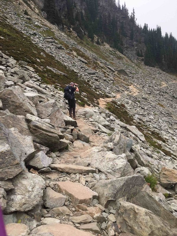 The track also crosses rocky alpine areas