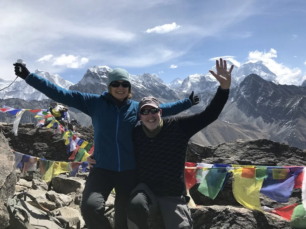 Project Base8000 team on the summit of Gokyo Ri in the Himalayas