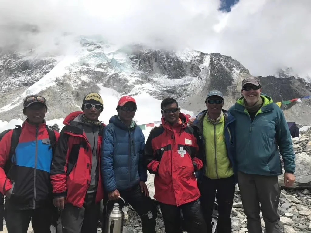  Trevor with the Ice Fall Doctors, who affix the ropes to the summit
