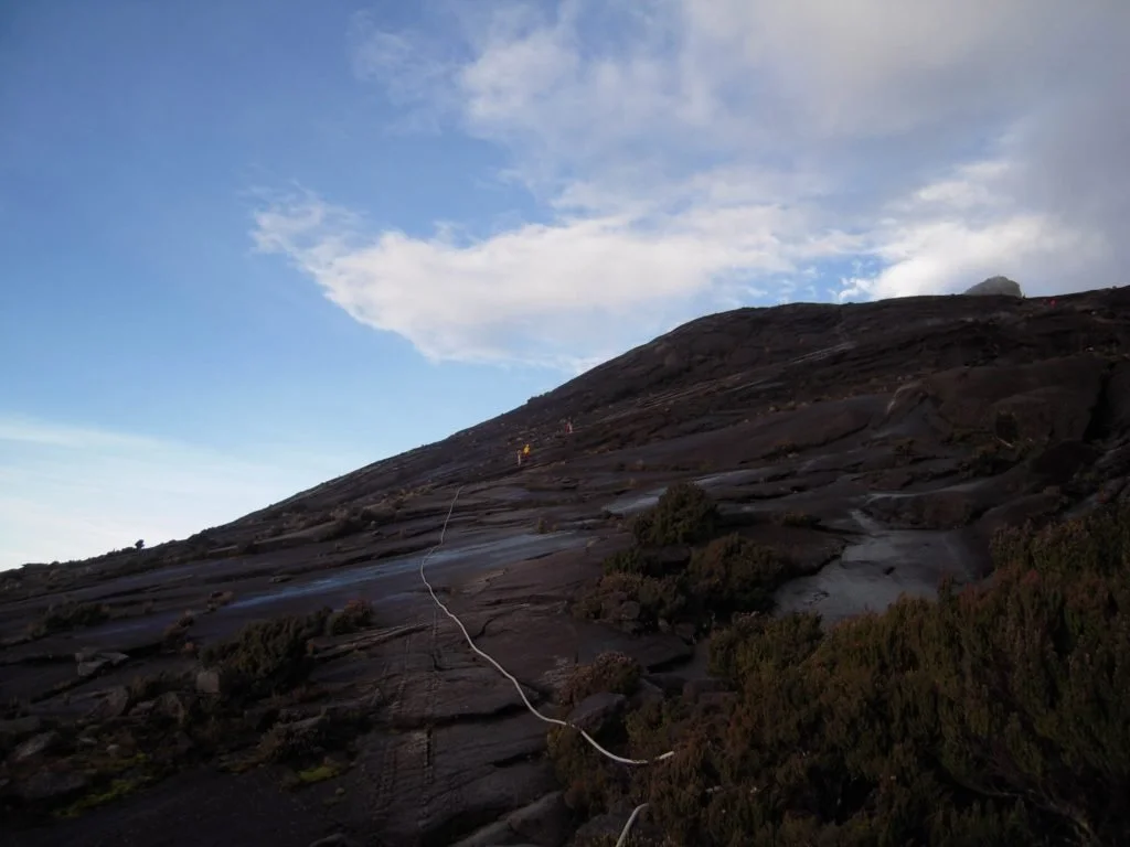 Ropes on the granite rock for trekkers