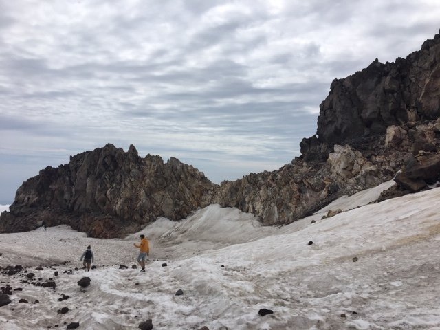 Looking back across the crater