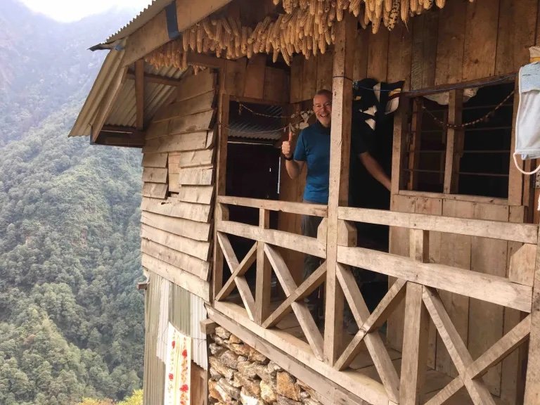 Teahouse at Amjilosa – with sweet corn hanging from the roof