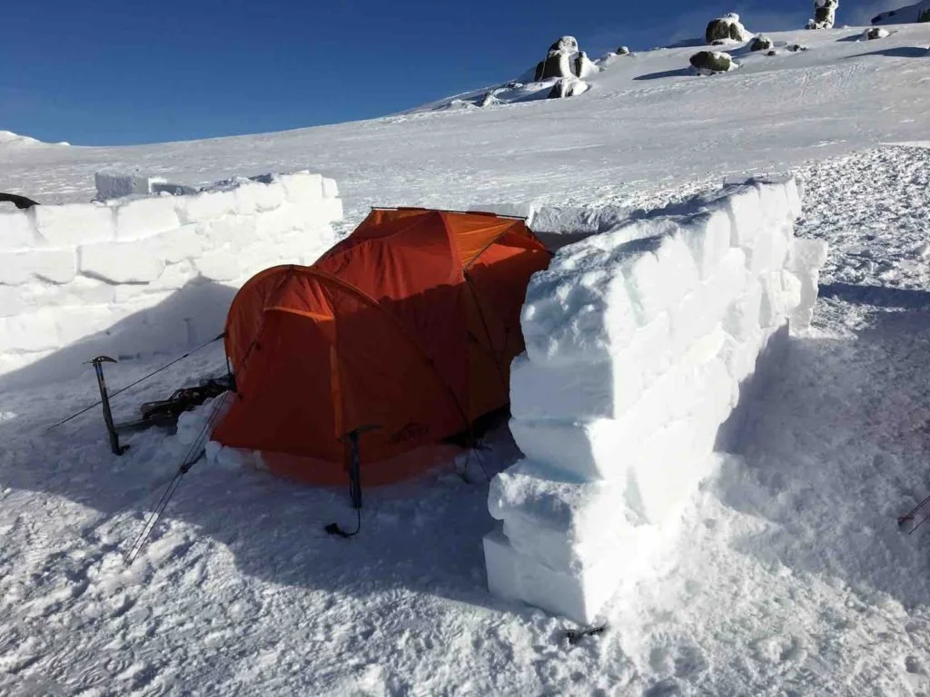Carefully constructed snow walls!