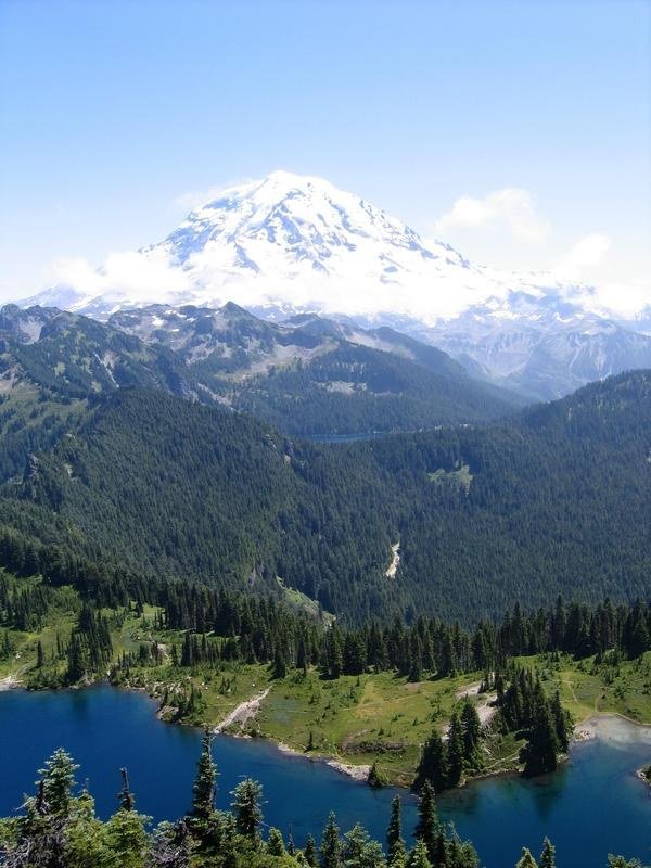 Mt Rainier and Eunice Lake from Tolmie Peak on a good day.