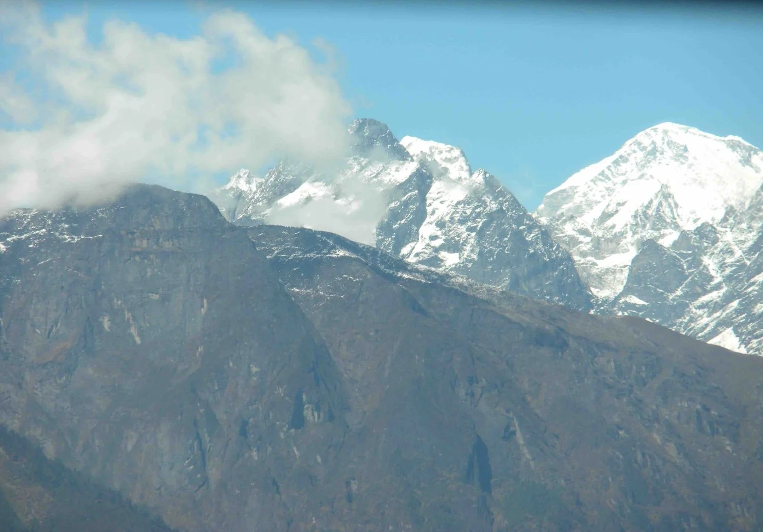 Mera Peak through the clouds