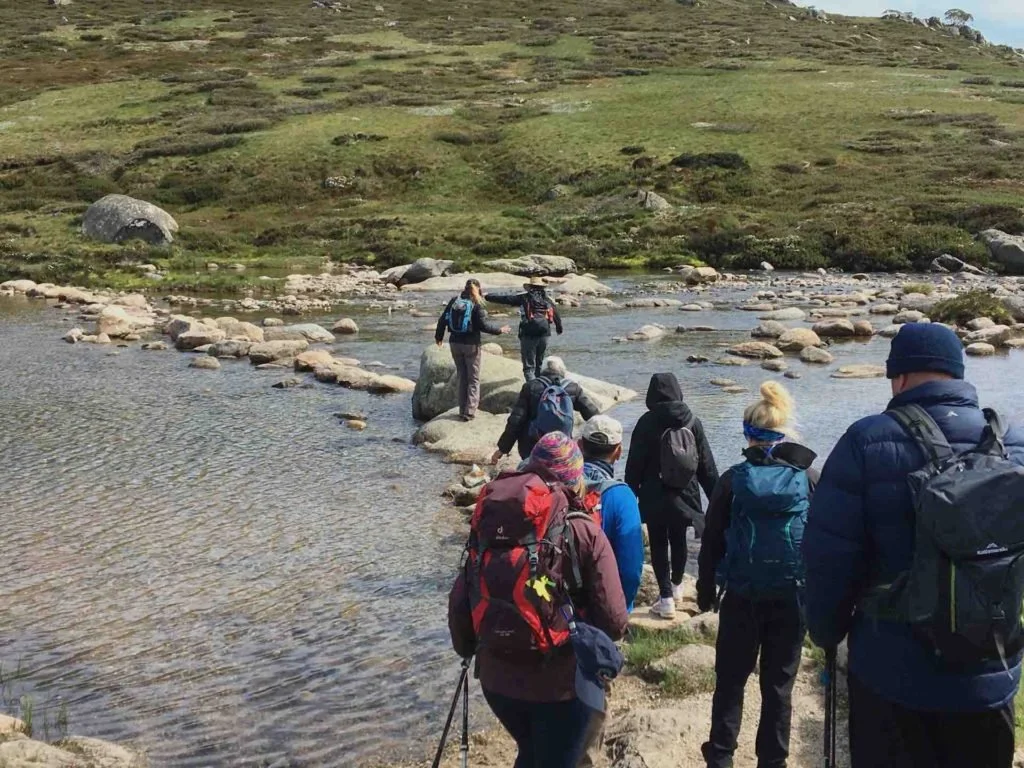 hikers setting off across the Snowy River