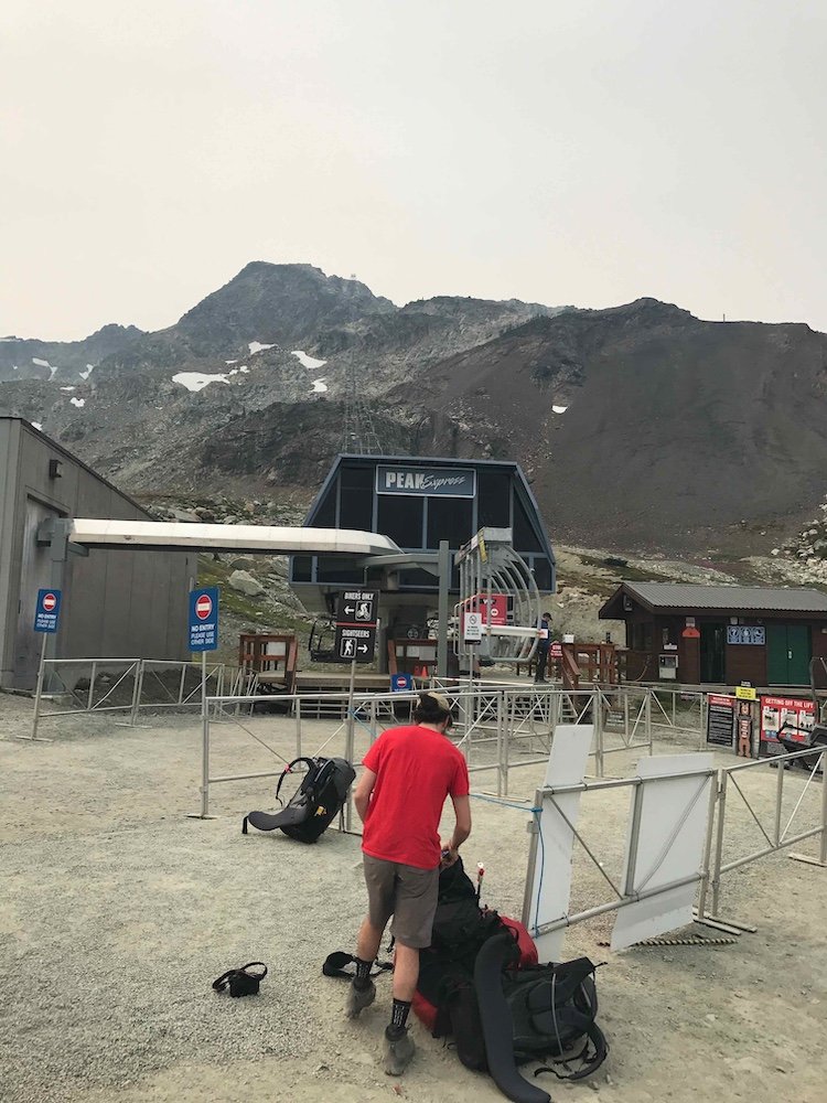 a hiker about to board the Peak Express