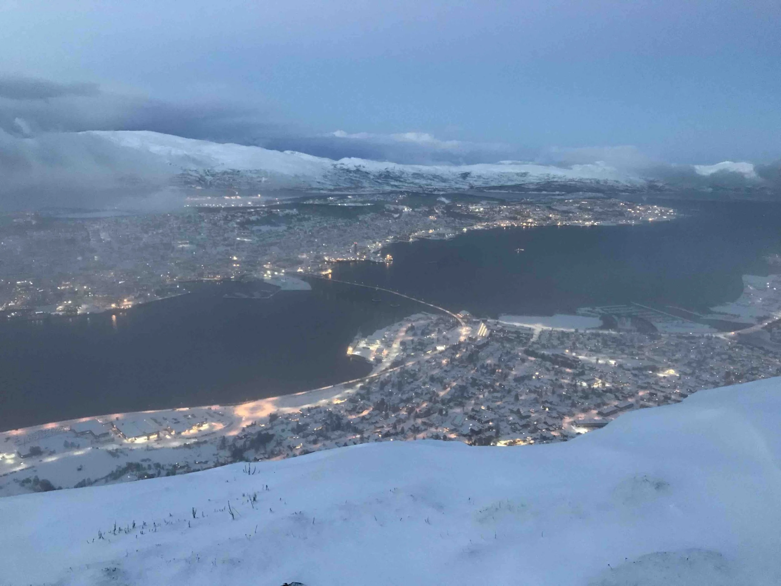 Tromso from the top of the cable car – a winter wonderland!