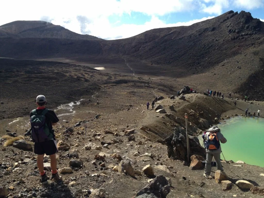 Going down the scree slope to the lakes