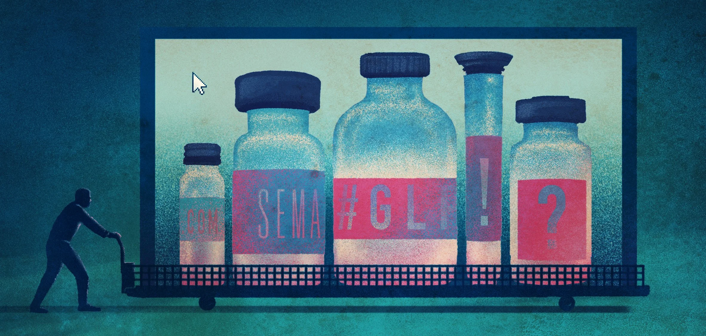 A shadowy market for weight-loss drugs has emerged online |  illustration by Eoin Ryan