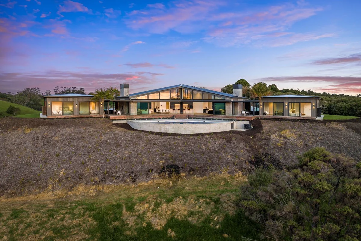 Modern country home overlooking waterways near Matakana