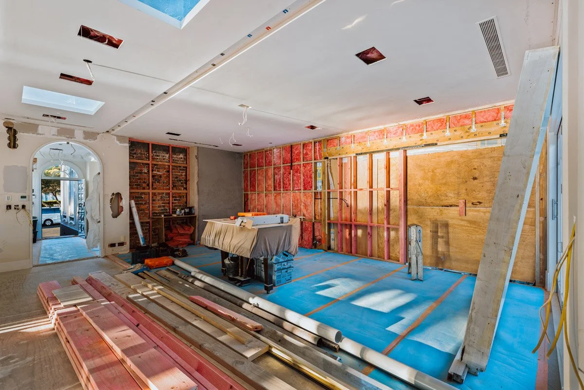 Interior framing and restoration works during a heritage home renovation in Devonport Auckland.