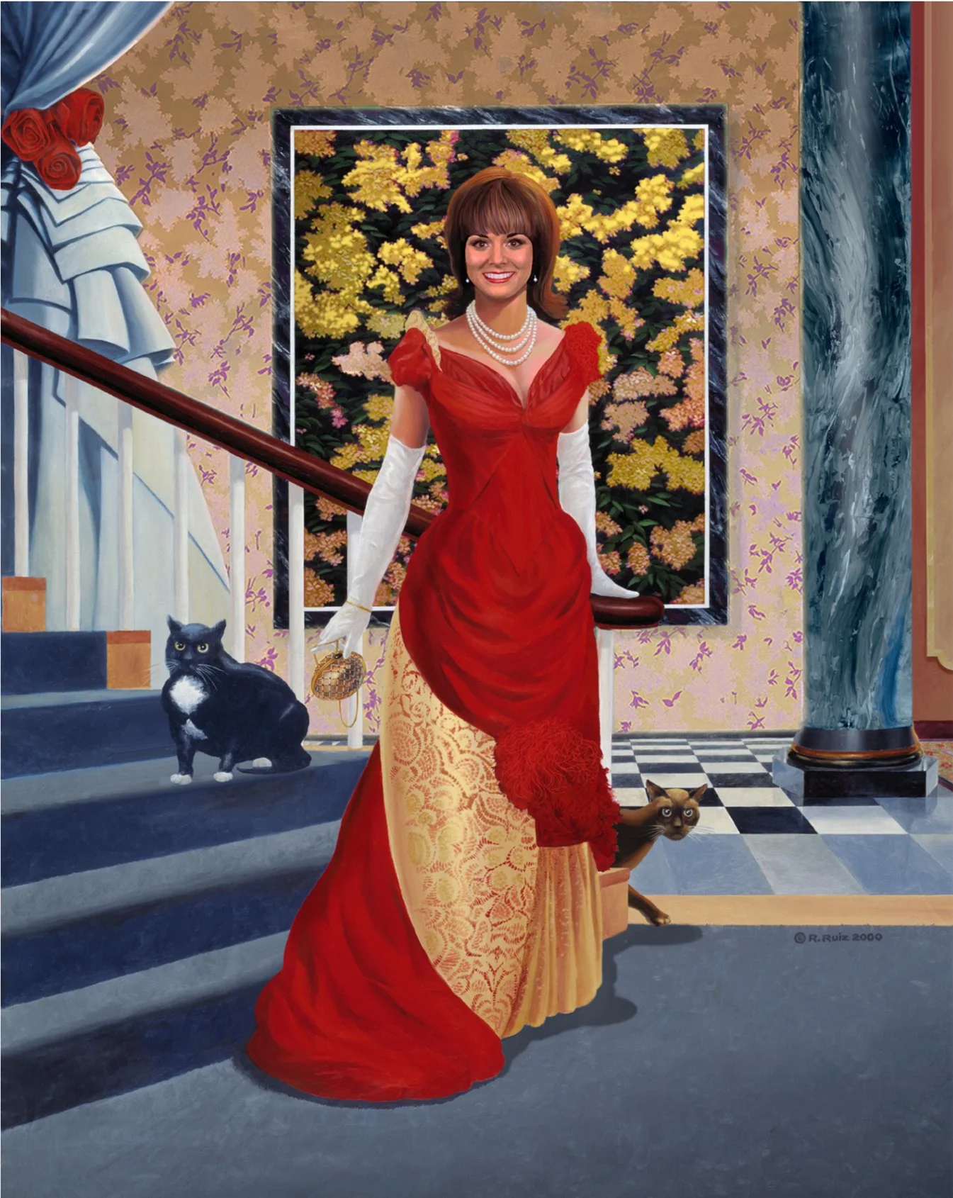 The Lady in Red, and her Cats