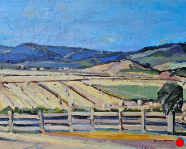 Hay bales, bottle tree and fence, 2026 (Sold)
