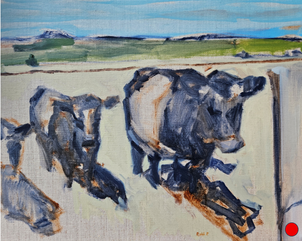 Cows at fence line, 2026 (Sold)