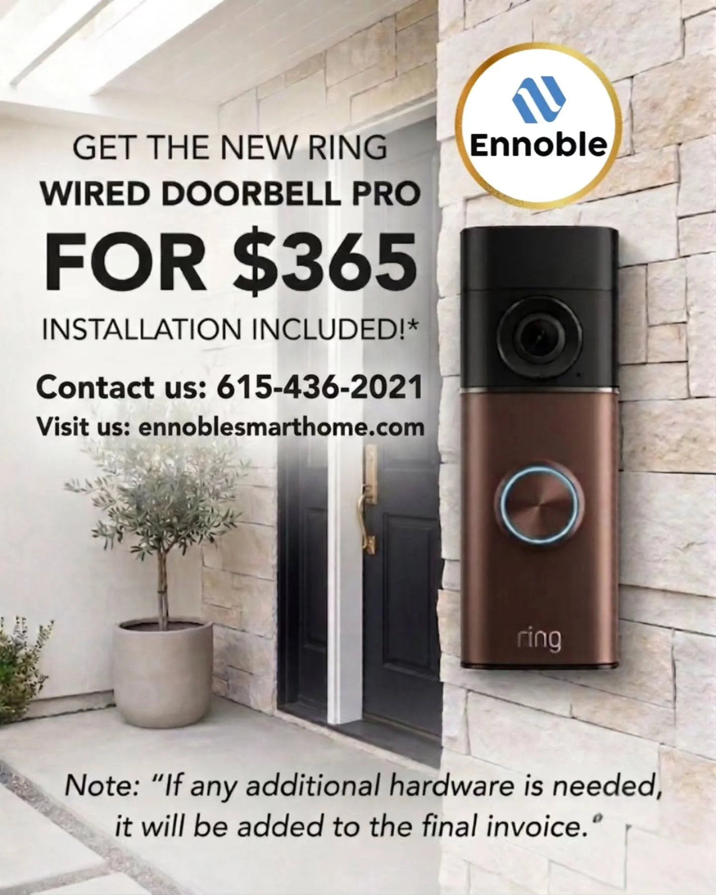 See every visitor in crystal‑clear detail. The @ring Wired Doorbell Pro is now available with professional installation.
#SmartSecurity #RingProInstall #MurfreesboroTN #HomeProtection #ennoblesmarthome