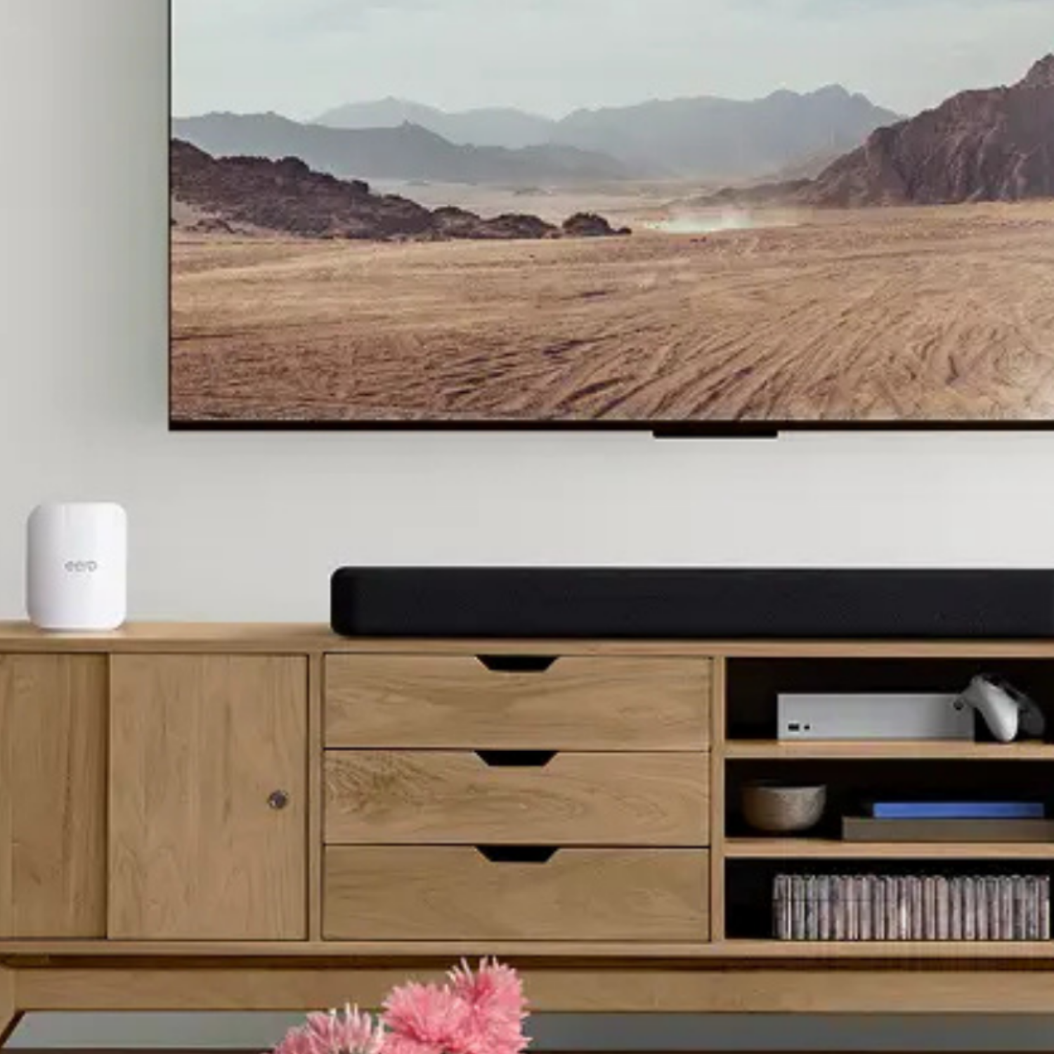 Premium plug-in mesh WiFi router upgrade featuring an Eero 6 device by Ennoble Smart Home, providing seamless wall-outlet network expansion and gigabit internet coverage powered by eero in Murfreesboro TN.