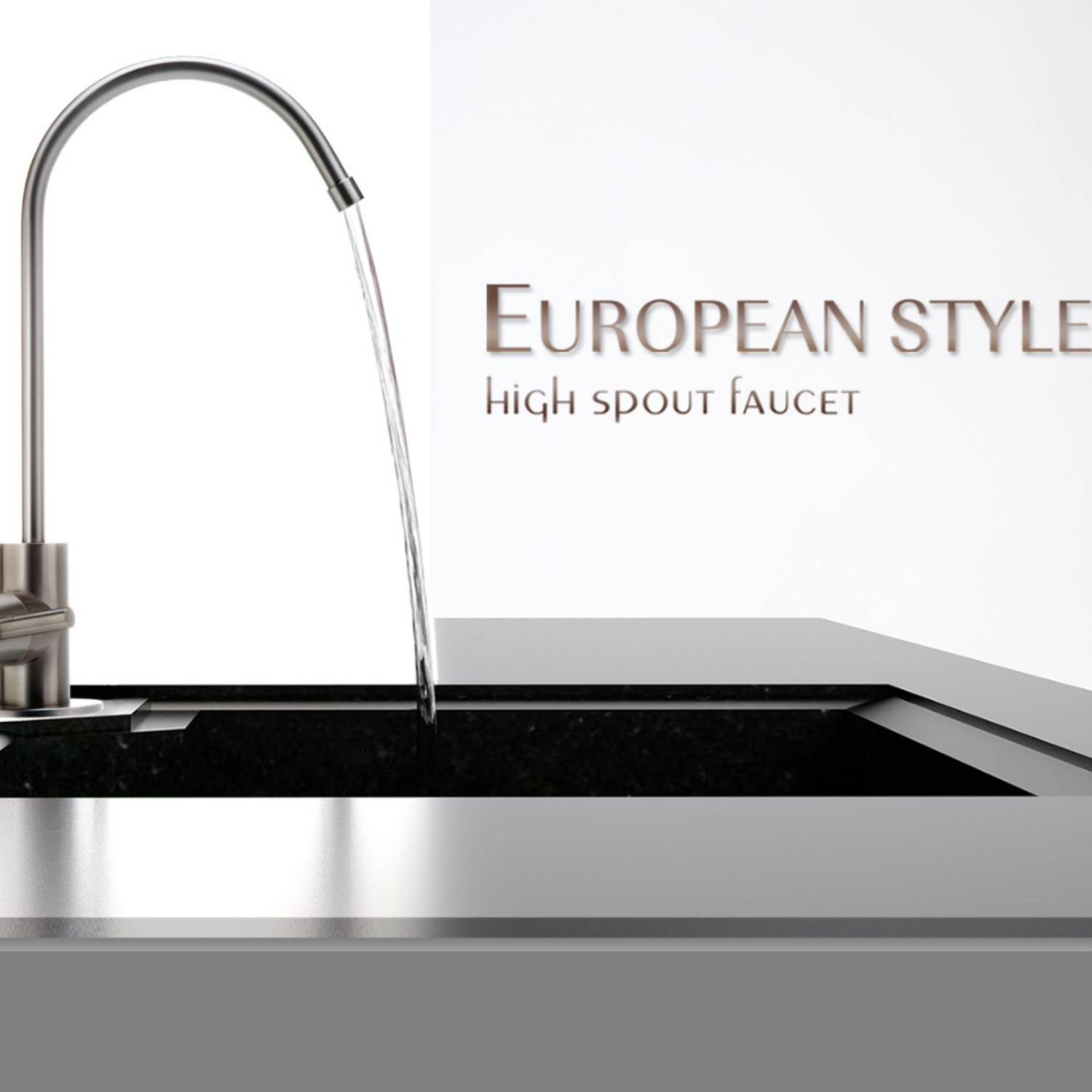 Premium under-sink reverse osmosis water purification system installation featuring a sleek European-style high-spout faucet by Ennoble Smart Home & iSpring in Murfreesboro TN.