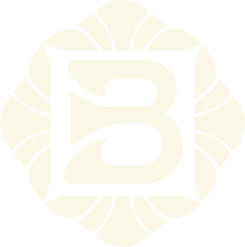 Black "B" inside a stylized geometric design with a white background.