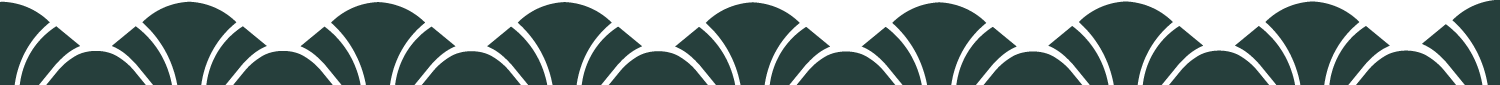 A pattern of black scalloped semi-circles on a green background, reminiscent of stylized shells.