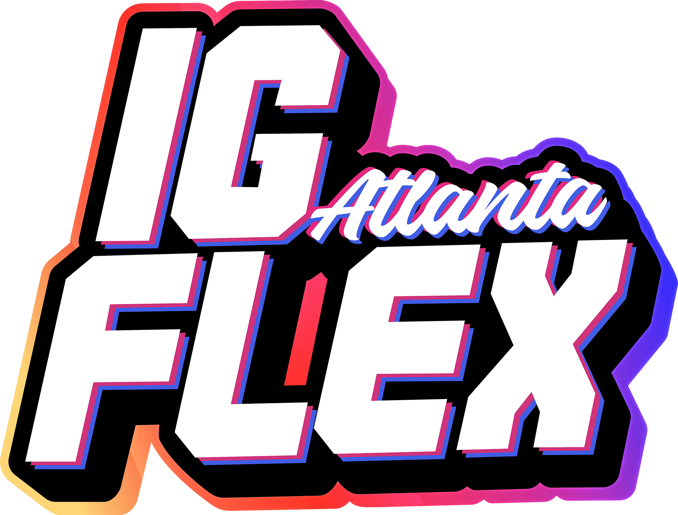 Colorful logo featuring the words 'IG Flex' 'Atlanta' with bold, stylized lettering.