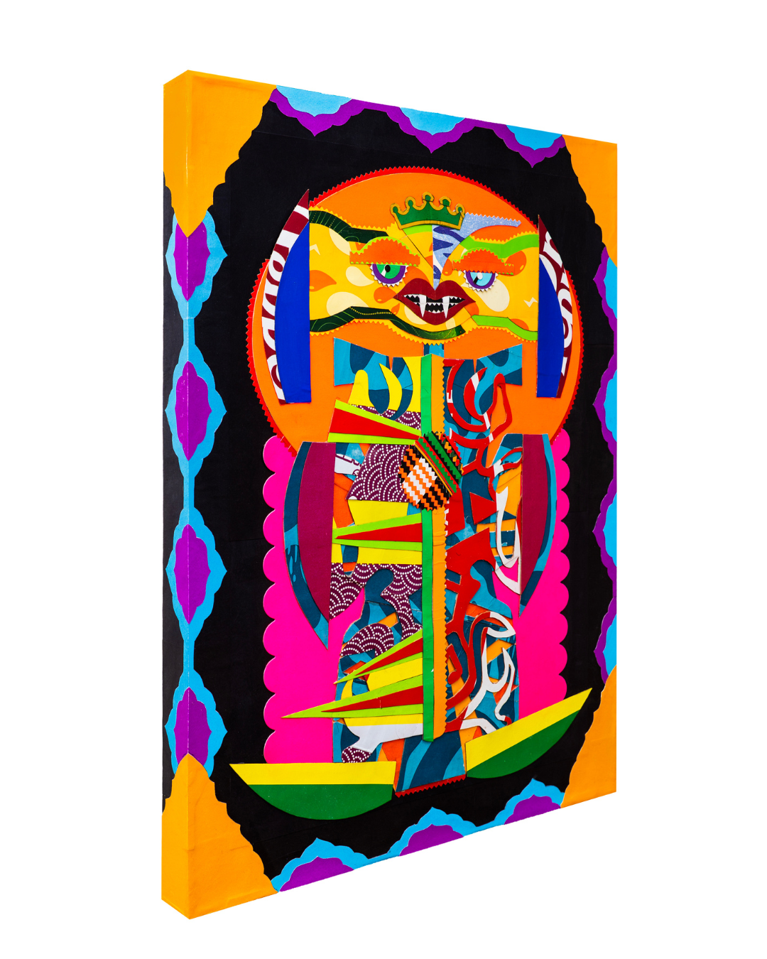 Spiritual Warrior (center panel) — three-part mixed media collage by Joe Healy, assemblage artist NYC